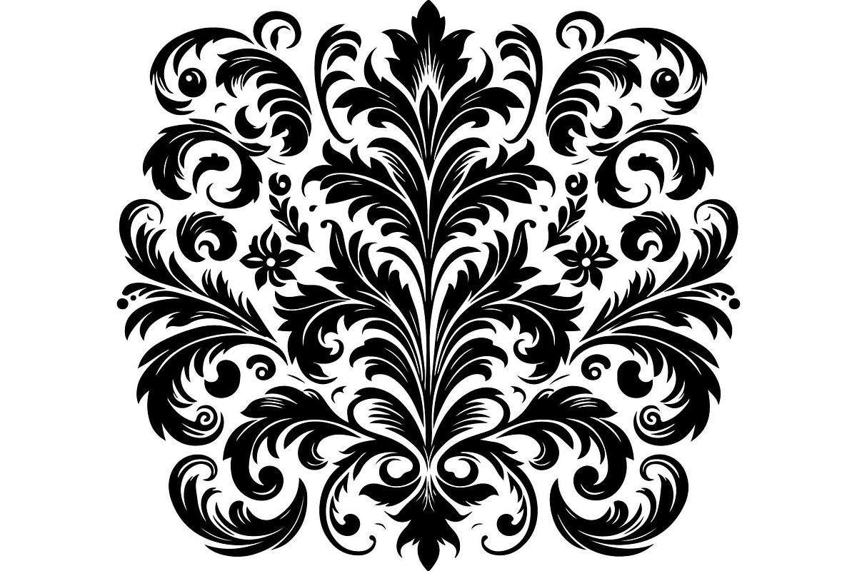 Baroque Black Floral Ornament Set, an Object Graphic by Designer_Momina (Photo 4 of 13)