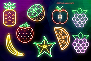 Tropical Neon Fruit Clipart PNG, a Food Illustration by Lenninator Digital (Thumbnail 3 of 4)