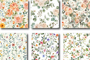 Watercolor Floral Seamless Patterns, a Pattern Graphic by DreamCafeArt (Thumbnail 3 of 7)