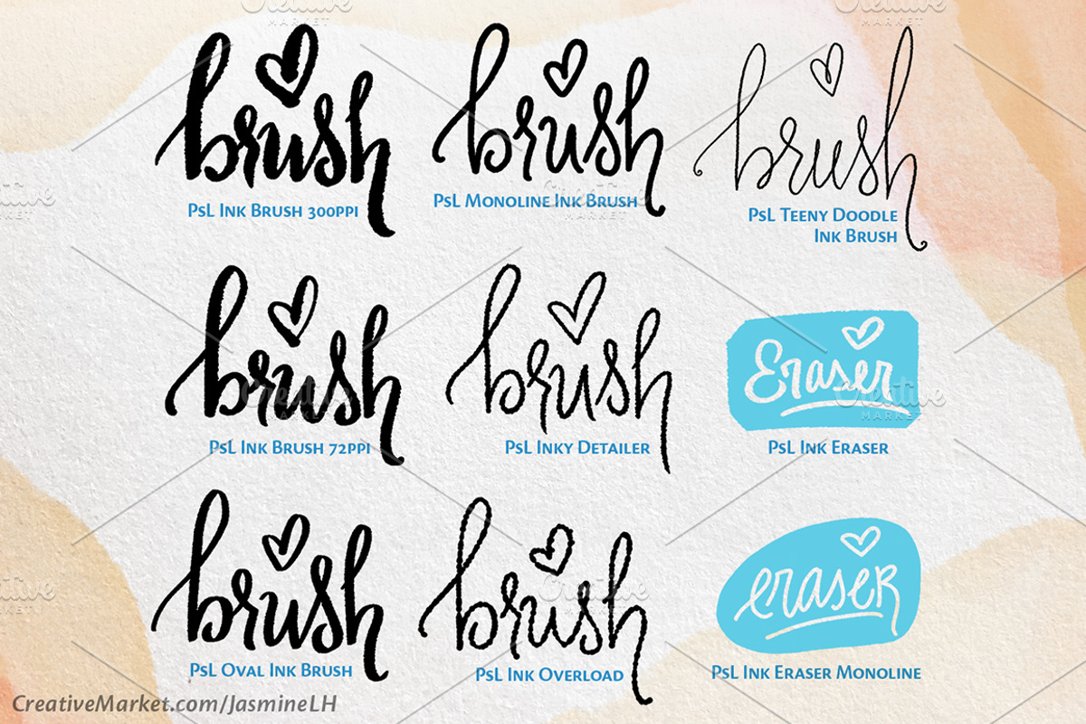 Pen & Ink Lettering Brushes, a Brush Add-On by Jasmine Lové (Photo 3 of 10)