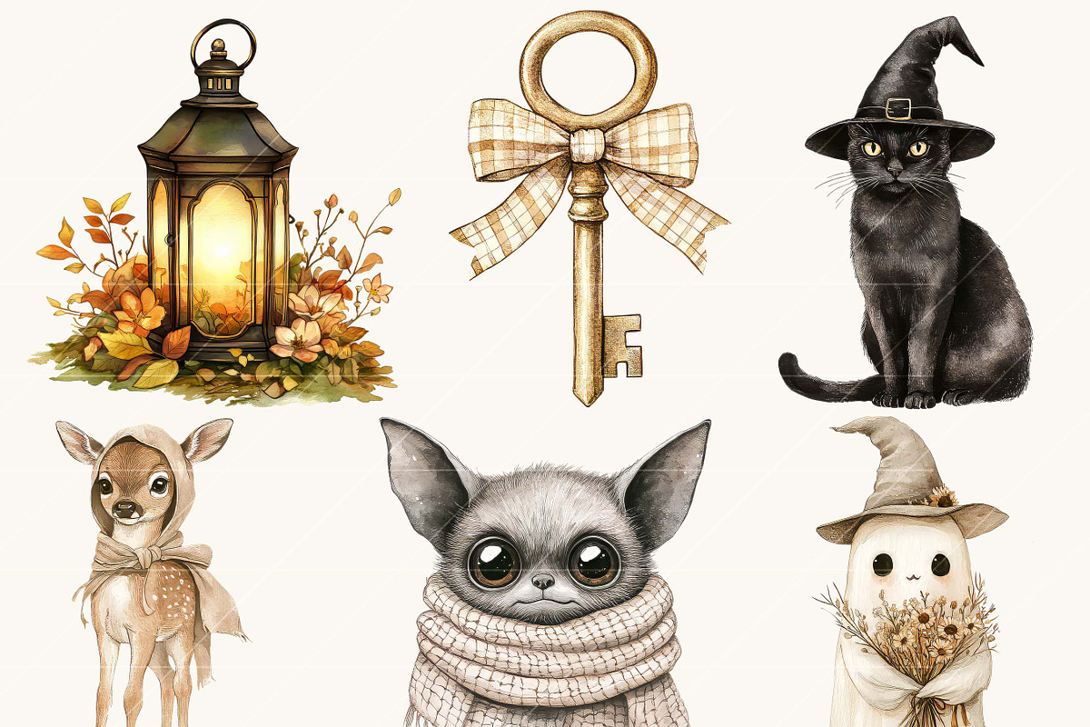 Watercolor Autumn Halloween Clipart, an Object Illustration by Design Scotch (Photo 2 of 7)