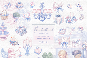 Grandmillennial Valentine Clipart, a Seasonal Illustration by Invite to Clipart