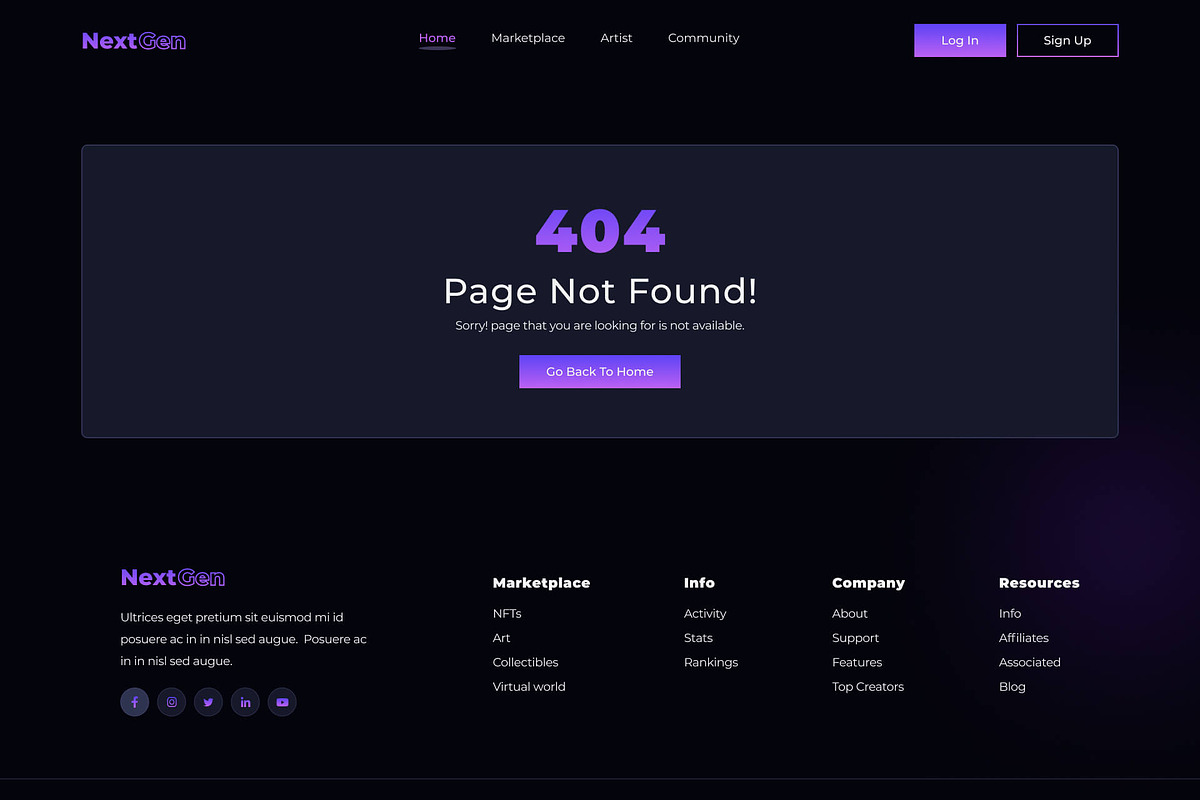NextGen – NFT HTML Website Template, a HTML Template by TemplatesJungle (Photo 7 of 10)