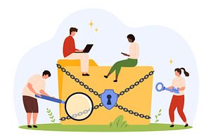 Securing Folder Lock & Key, a Technology Illustration by Flashvector