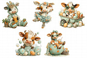 Watercolor Easter Funny Cow Clipart, an Illustration by Daily.Designs (Thumbnail 8 of 8)
