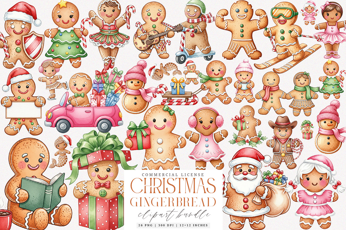 Christmas Gingerbread Man Clipart, an Illustration by SinaCreation (Photo 1 of 7)