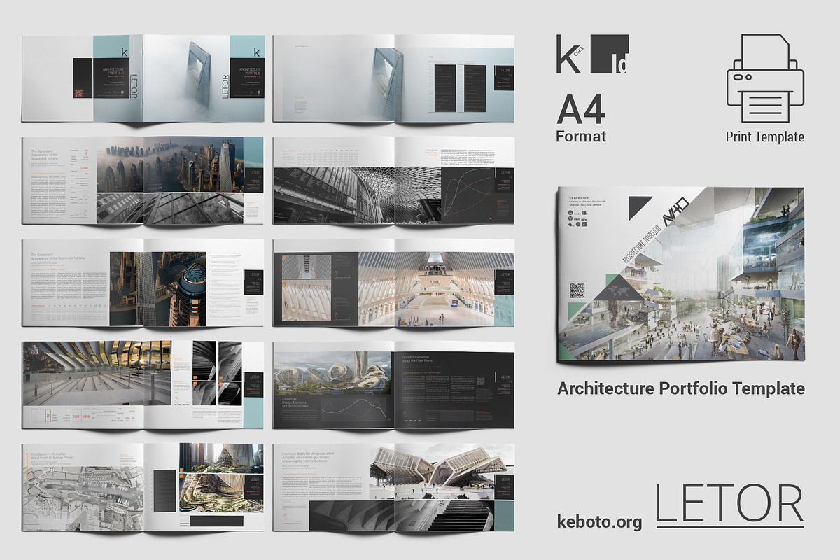 LeTOR Architecture Portfolio A4, a Print Template by Keboto