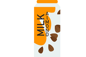almond milk pack vector icon, a Food Illustration by vectorpointstudio