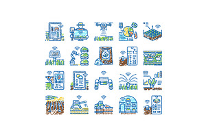 farm smart agriculture farmer icons, an Object Illustration by pikepicture