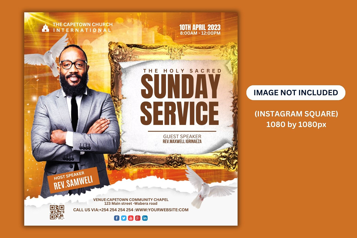 Church Service Instagram Template, a Social Media Template by Mishek Munene (Photo 1 of 4)