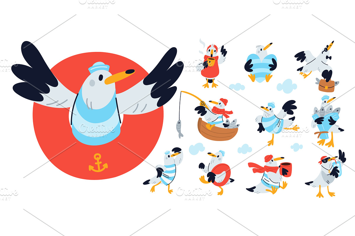Funny cartoon seagull. Amusing, an Animal Illustration by Vectorbuum