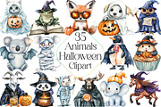 Watercolor Halloween Animals Clipart, an Illustration by DreamPrint404 (Thumbnail 1 of 5)