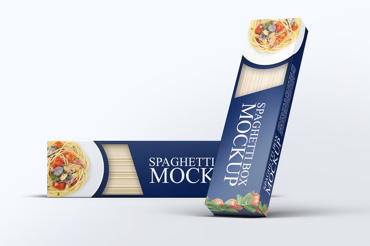 Spaghetti Box Mock-up, a Product Mockup by DesignRushMarket (Photo 3 of 6)