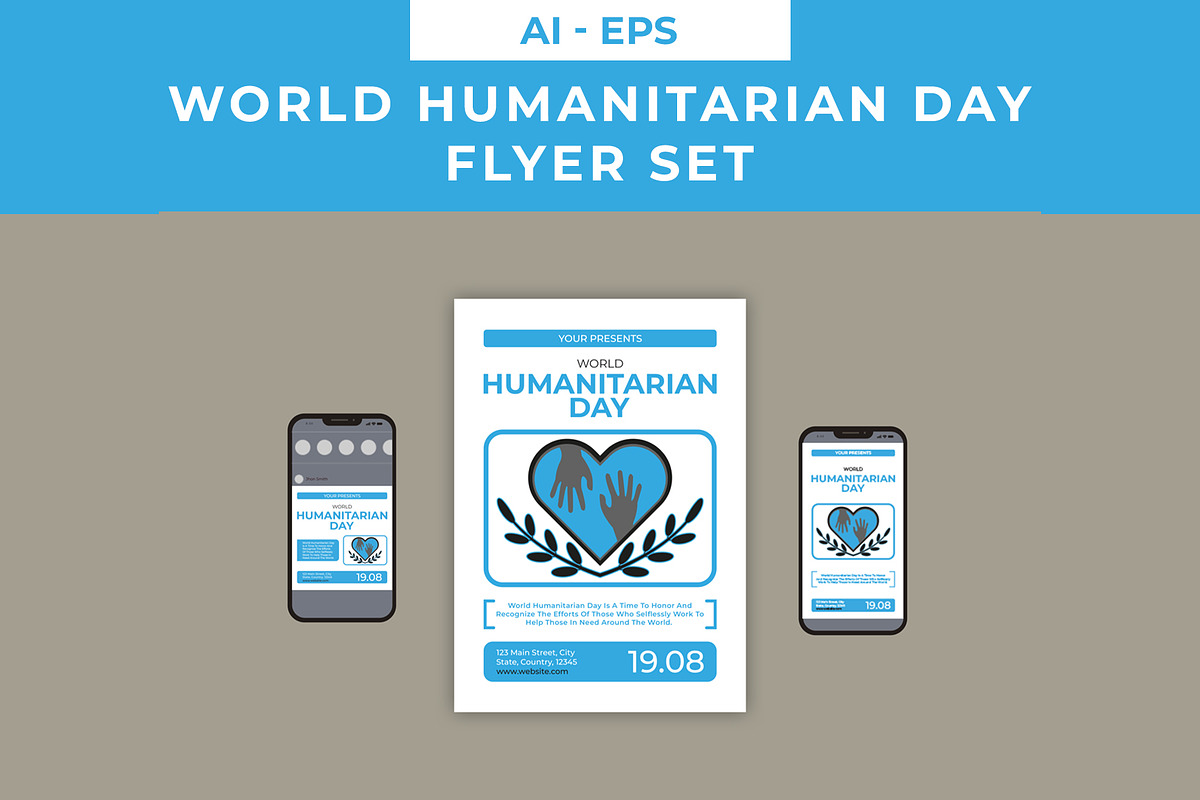World Humanitarian Day Flyer Set