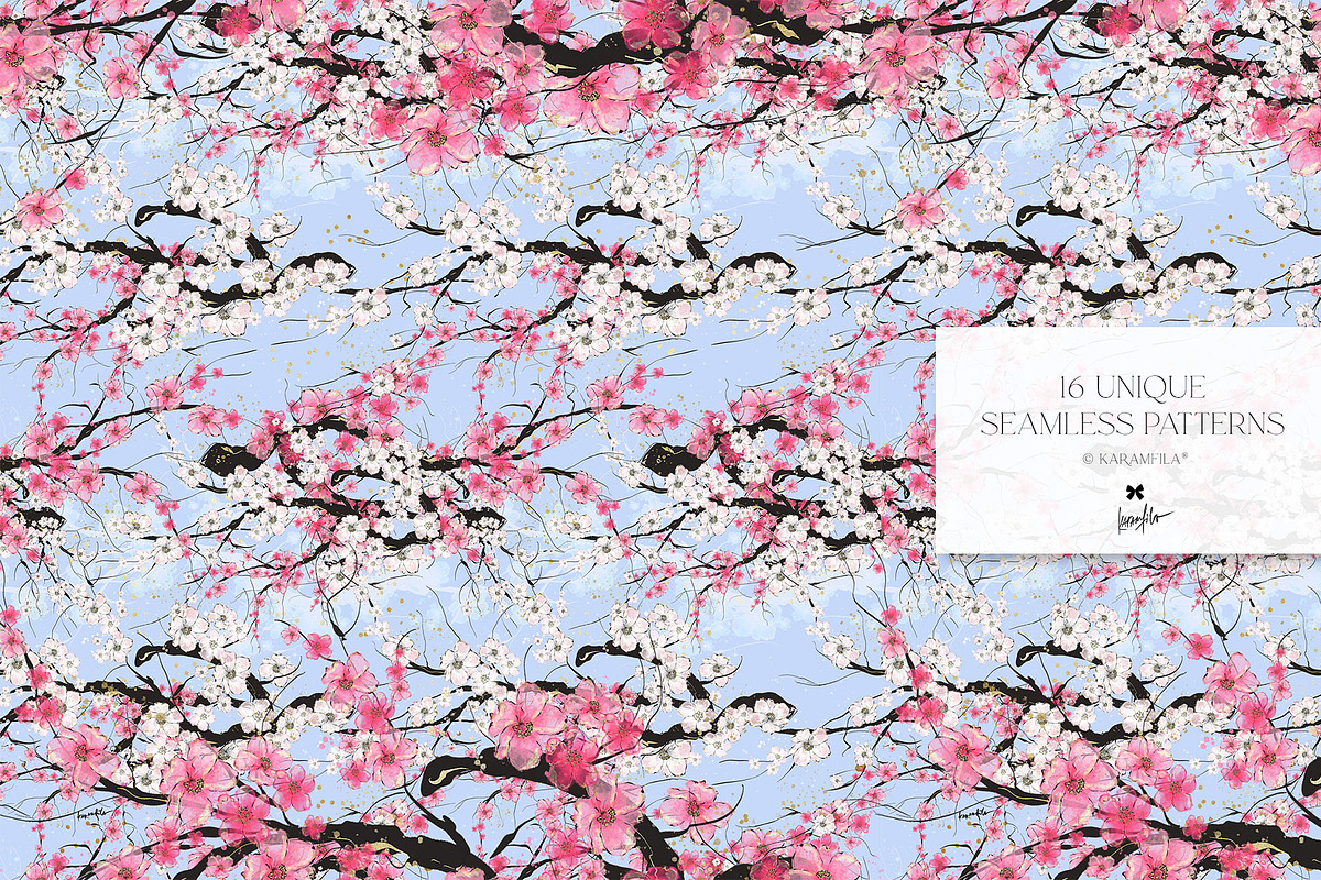 Cherry Blossoms Japanese Patterns, a Pattern Graphic by KaramfilaS (Photo 11 of 23)
