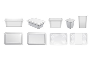 White Plastic Containers. Food