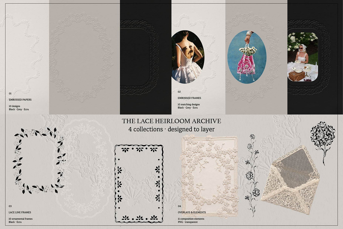 Lace Heirloom: Frames & Overlays, an Object Graphic by MayBay Studio (Photo 2 of 8)