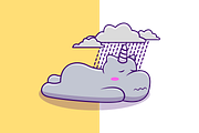 Cute Hippo Sadness With Raining, an Animal Illustration by Artstorystudio (Thumbnail 3 of 3)
