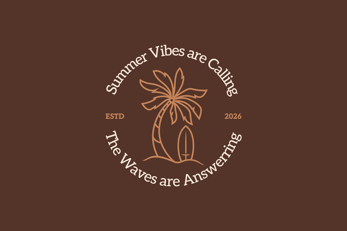 Summer vibes palmtree surfboard logo, a Branding & Logo Template by Signatoro (Photo 3 of 3)