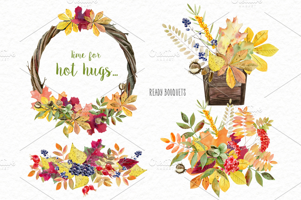 Autumn rustic watercolor kit, a Decorative Illustration by Elegantia (Photo 8 of 10)