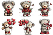 Valentine's Teddy Bear Clipart, an Illustration by CraftArtStudio (Thumbnail 3 of 6)