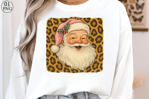 Vintage Santa with Leopard, Christma, an Illustration by Libby Wishes