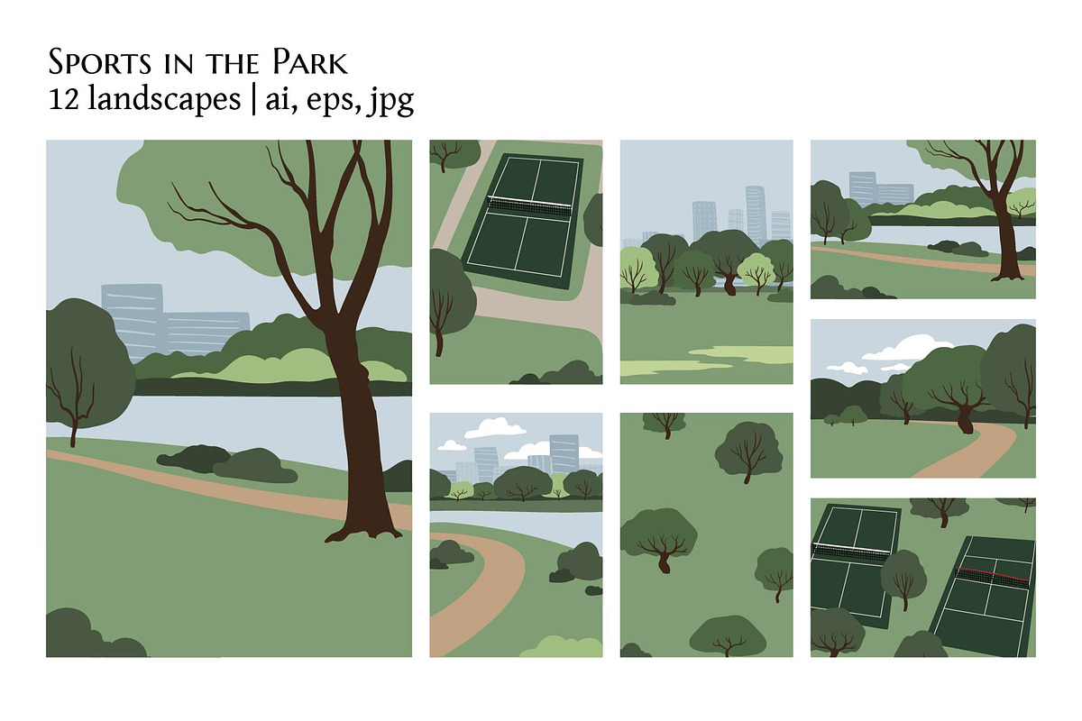 Urban park landscape illustration, a Sport Illustration by LyubovZaytseva (Photo 1 of 6)