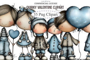 Quirky Valentine Clipart, an Illustration by designcity5