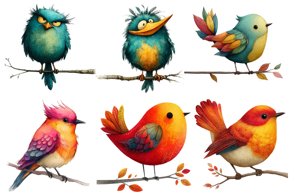 Quirky Birds Clip Art, an Illustration by Designworld (Photo 3 of 5)