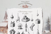 Merry Christmas! Vintage winter set, a Seasonal Illustration by Pamyatka Shop (Thumbnail 16 of 20)