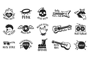 Punk rock music doodle badge. Guitar, an Illustration by winwin.art