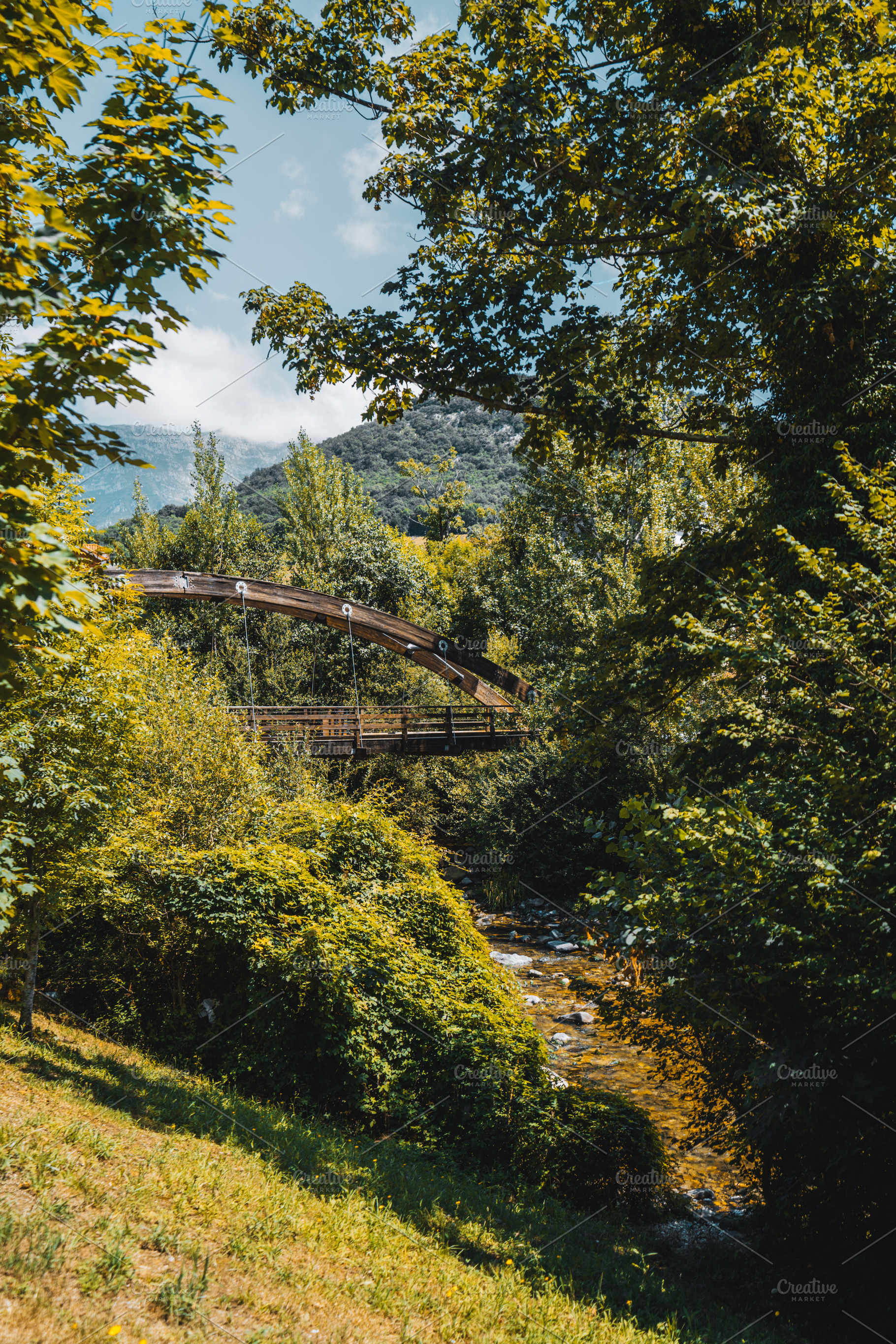 Wooden bridge in Cabrales nature, an Architecture Photo by SkyNext