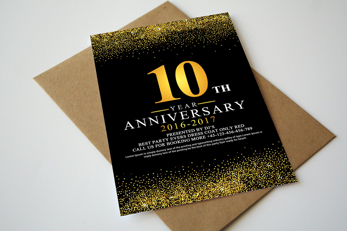 Anniversary Invitation+Rsvp Template, a Card Template by graphicforest, image size:1200x800