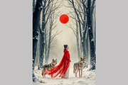Winter Forest Wolf Princess, a Person Illustration by StockVerse Creative (Thumbnail 4 of 4)