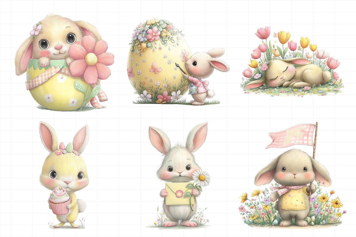 Whimsical Easter Bunny Clipart PNG, an Illustration by Daily.Designs (Photo 6 of 7)