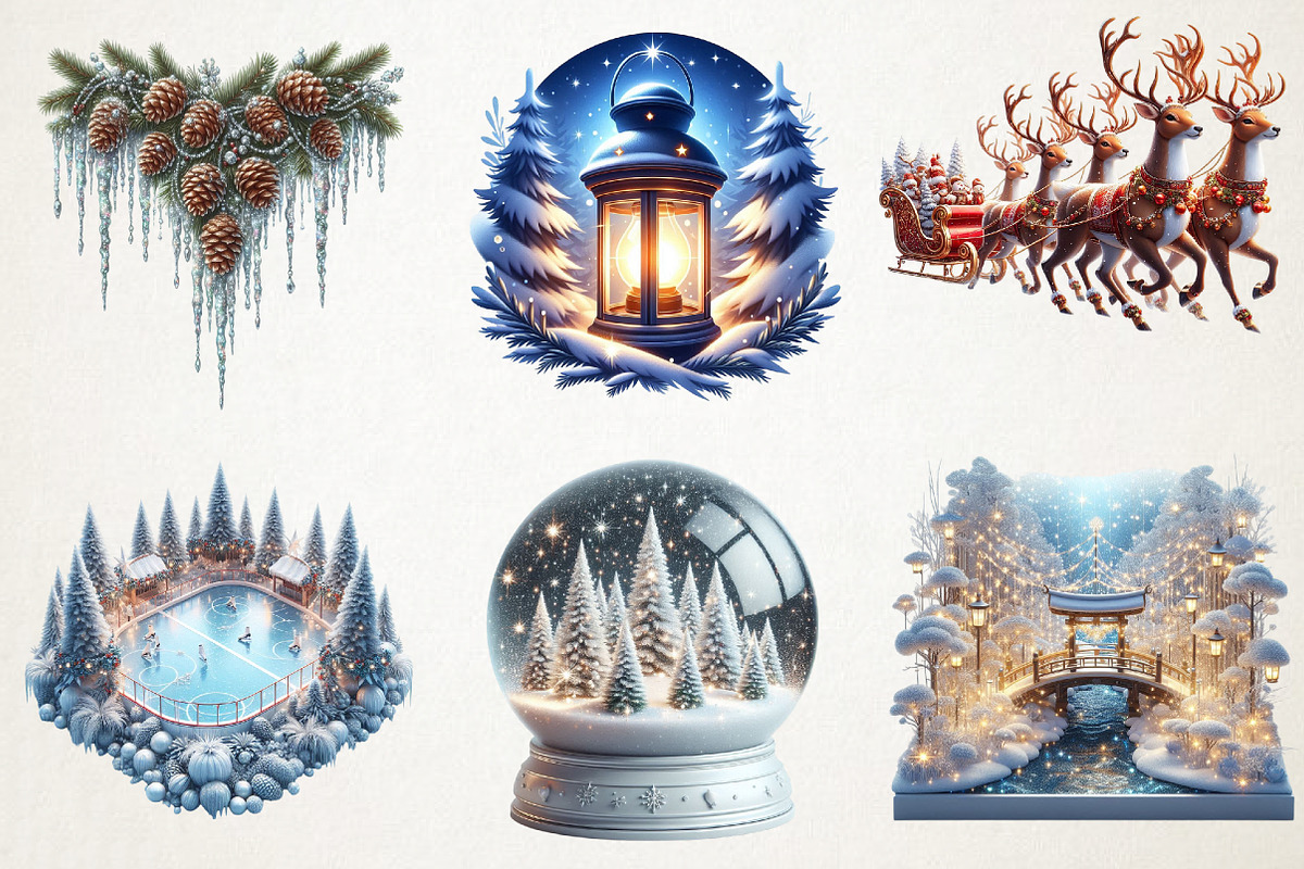 Festive Winter Wonderland Set, a Seasonal Illustration by RobertsArt (Photo 3 of 7)