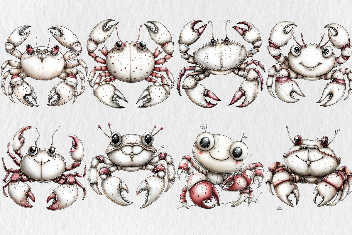 Whimsical Summer Crab Clipart, an Illustration by Rose Art (Photo 3 of 6)