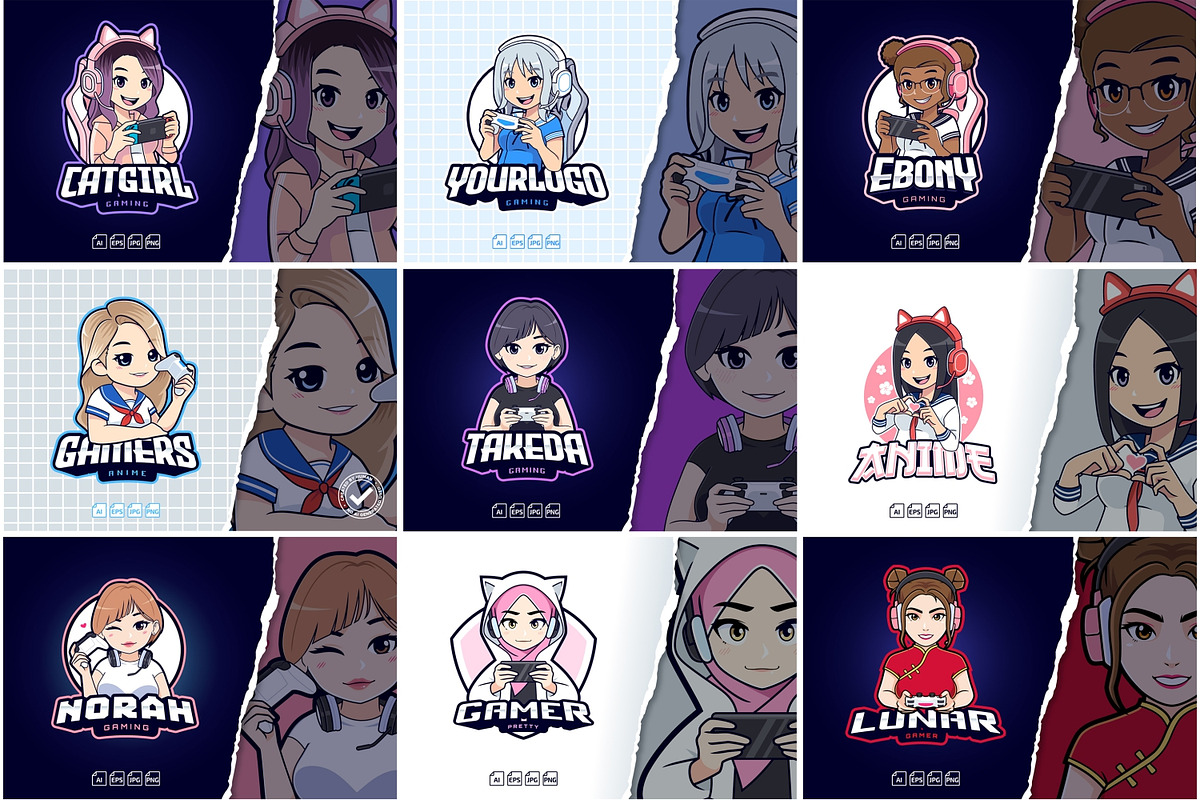 SALE! Gamer Girl Logo Bundle 95% OFF, a Branding & Logo Template by tkzgraphic (Photo 3 of 4)