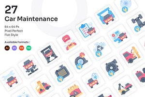 Car Maintenance Icons Set - Flat, an Icon by Kmg Design