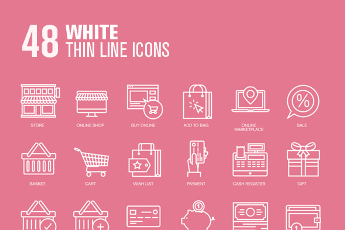 Set of Thin Line Icons for Shopping preview 4