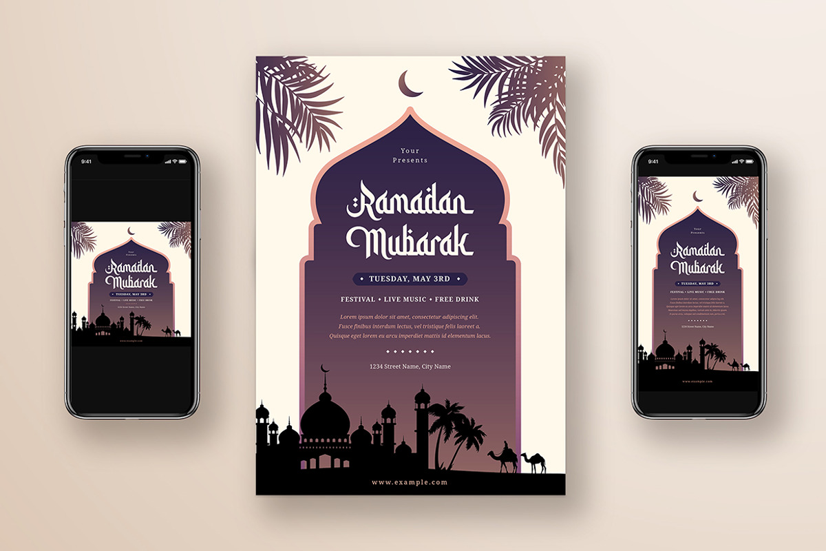 Eid Mubarak Flyer + Social Media, a Flyer Template by Esui Studio (Photo 1 of 5)