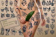 100 flat tattoo Procreate brushes, a Brush Add-On by TaKong Magics (Thumbnail 1 of 3)