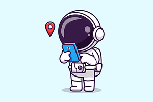 Cute Astronaut Holding Phone Cartoon, a Technology Illustration by Catalyst Labs