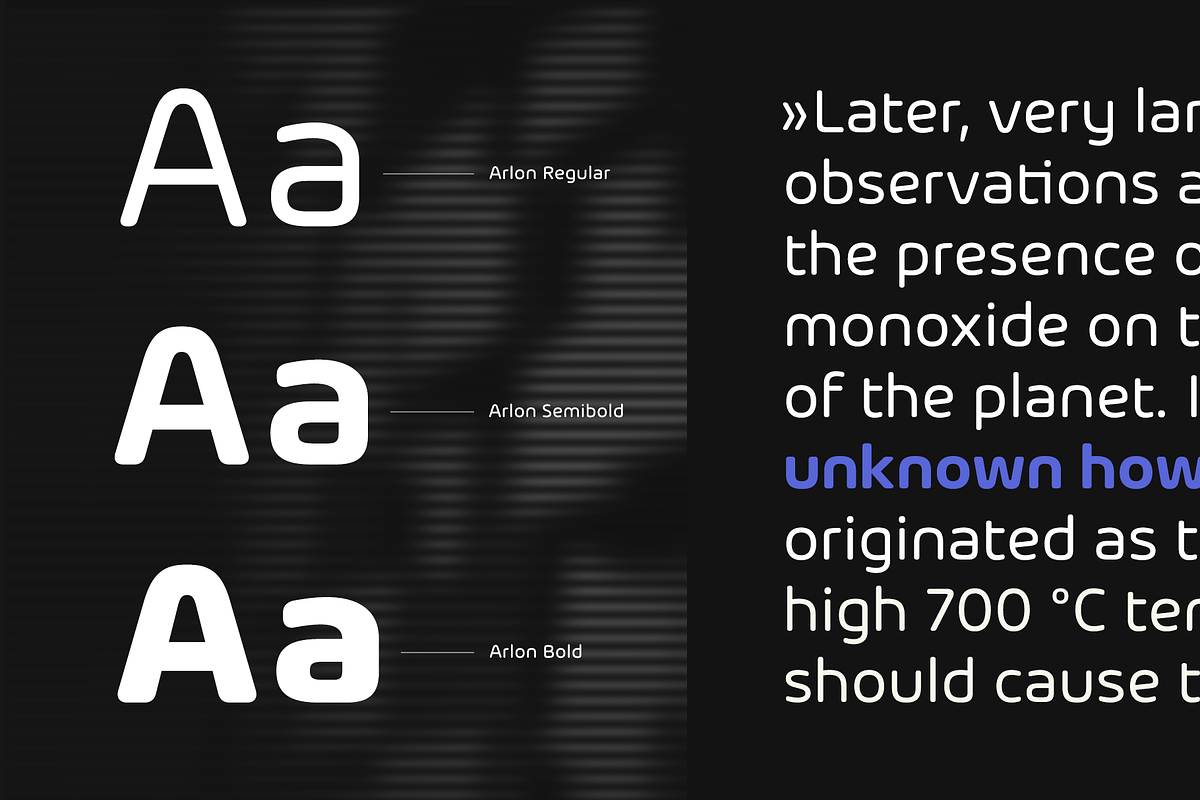 Arlon – Futuristic Font Family, a Sans Serif Font by Marc Lohner (Photo 4 of 8)