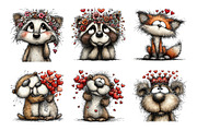 Woodland Valentine Portraits Clipart, an Illustration by SinaCreation (Thumbnail 5 of 11)