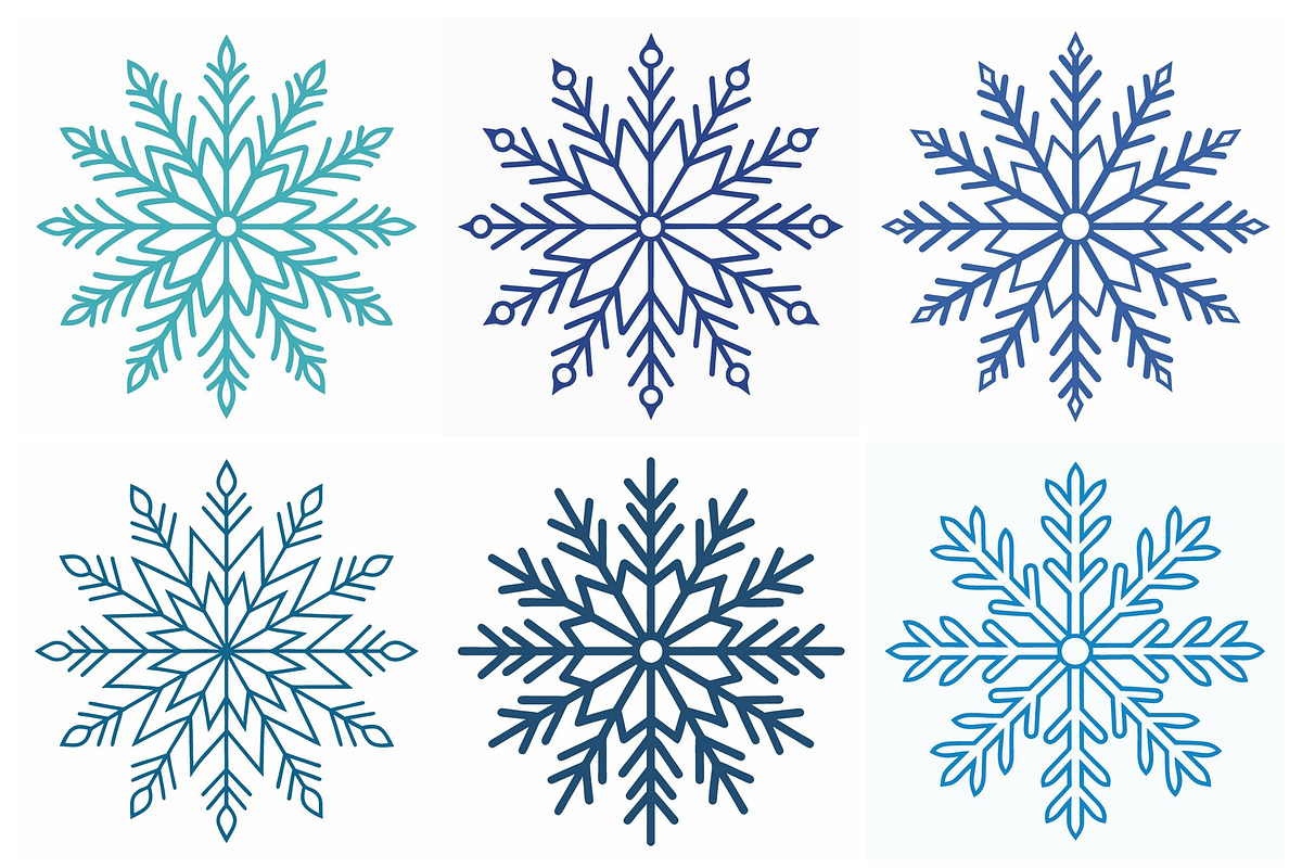 Snowflake designs in varied bluetone, an Object Graphic by Billah Hub