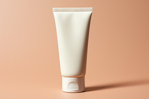 White plastic tube on beige background, a Beauty & Fashion Photo by AlyaAnd