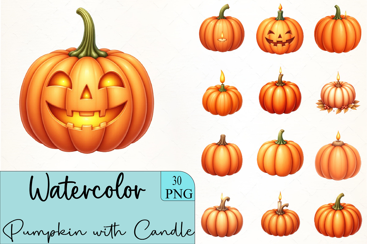 Pumpkin with Candle Clipart, an Illustration by CrexoraLab (Photo 4 of 5)