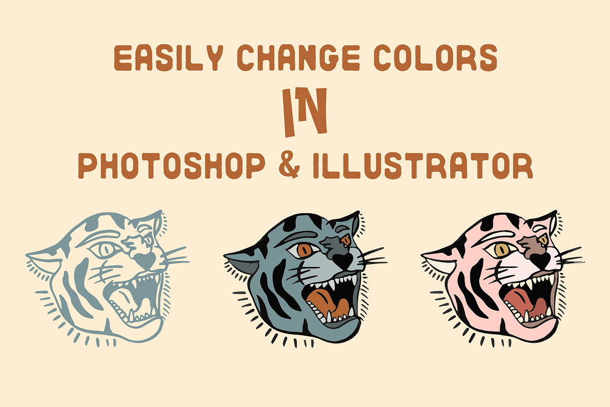 Vintage asian tigers bundle, an Object Graphic by Lisa Mill (Photo 3 of 8)