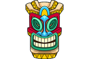 Smiling Tiki Mask, an Illustration by HitToon
